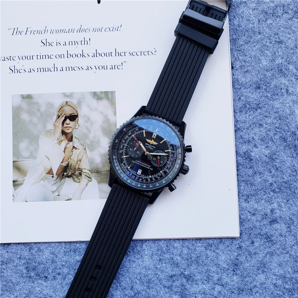 Breitling Black Rubber Chronograph - Hình 4