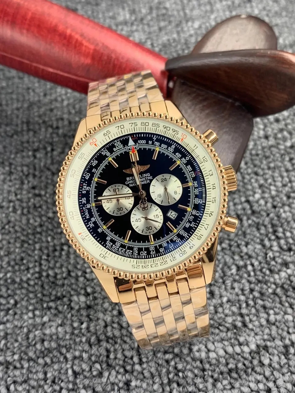 navitimer Breitling Rose Gold Chronograph