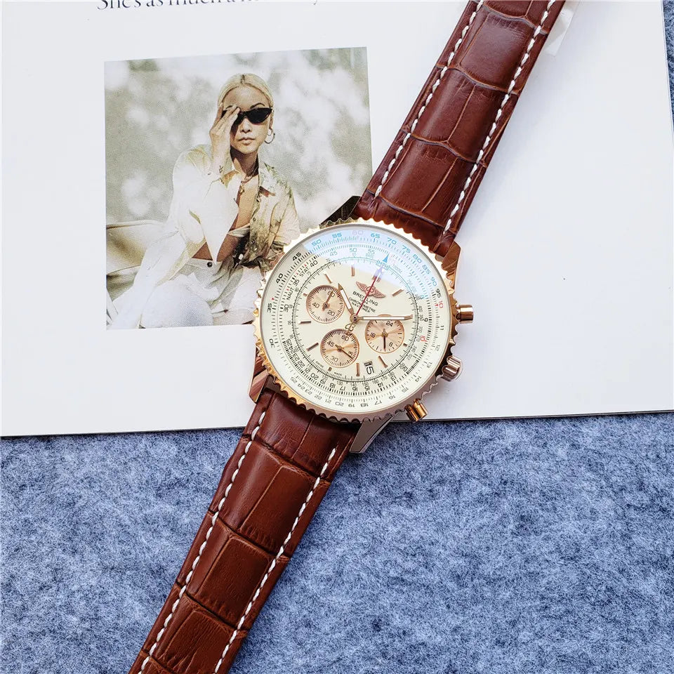 Breitling Rose Gold Leather - Hình 2