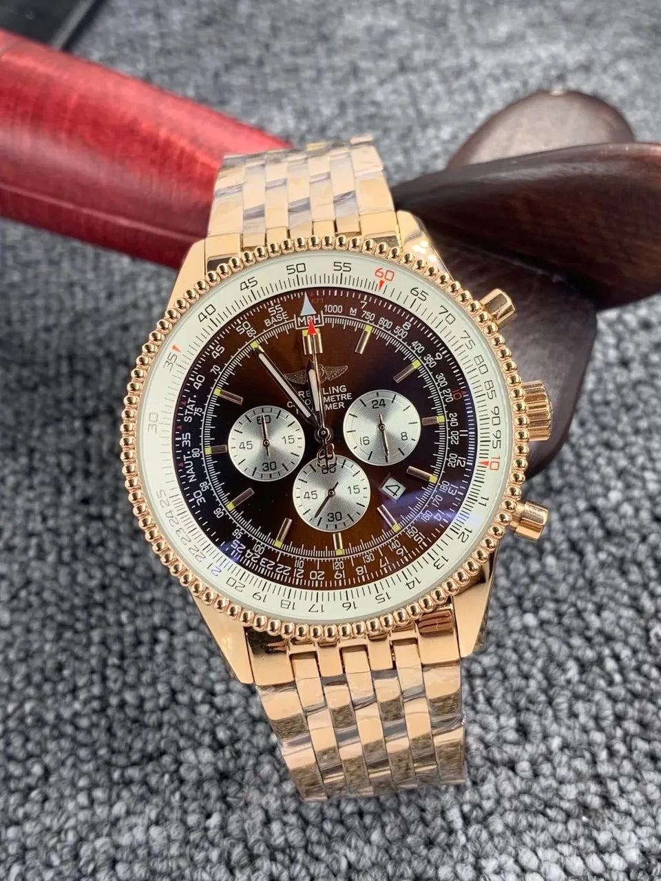 Breitling Navitimer Cream Dial Brown Leather - Hình 4