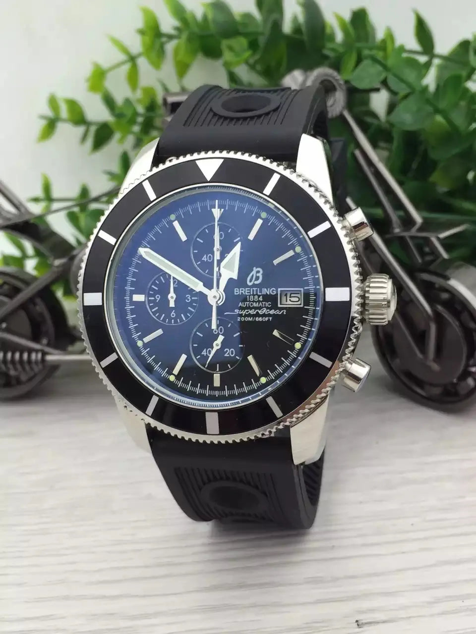 Breitling White Dial Rubber Strap - Hình 3