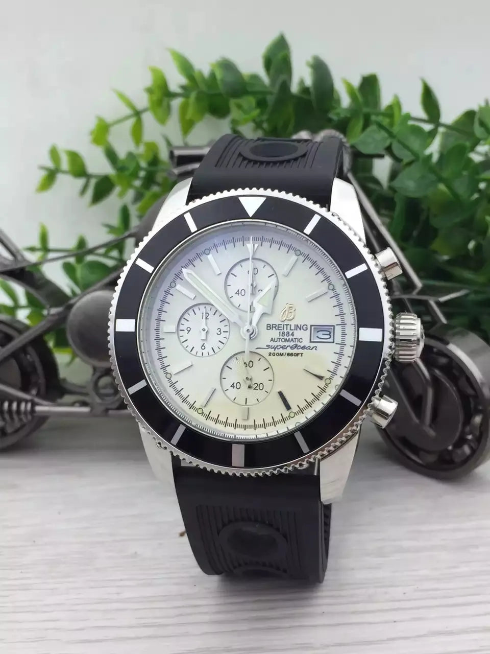 Breitling White Dial Rubber Strap