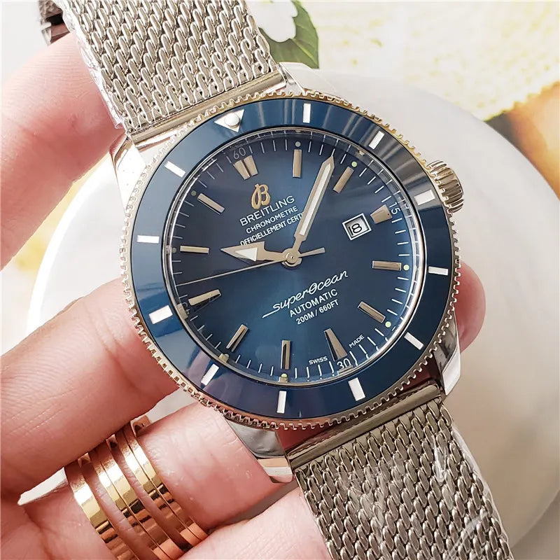 Breitling Blue Mesh Watch - Hình 7