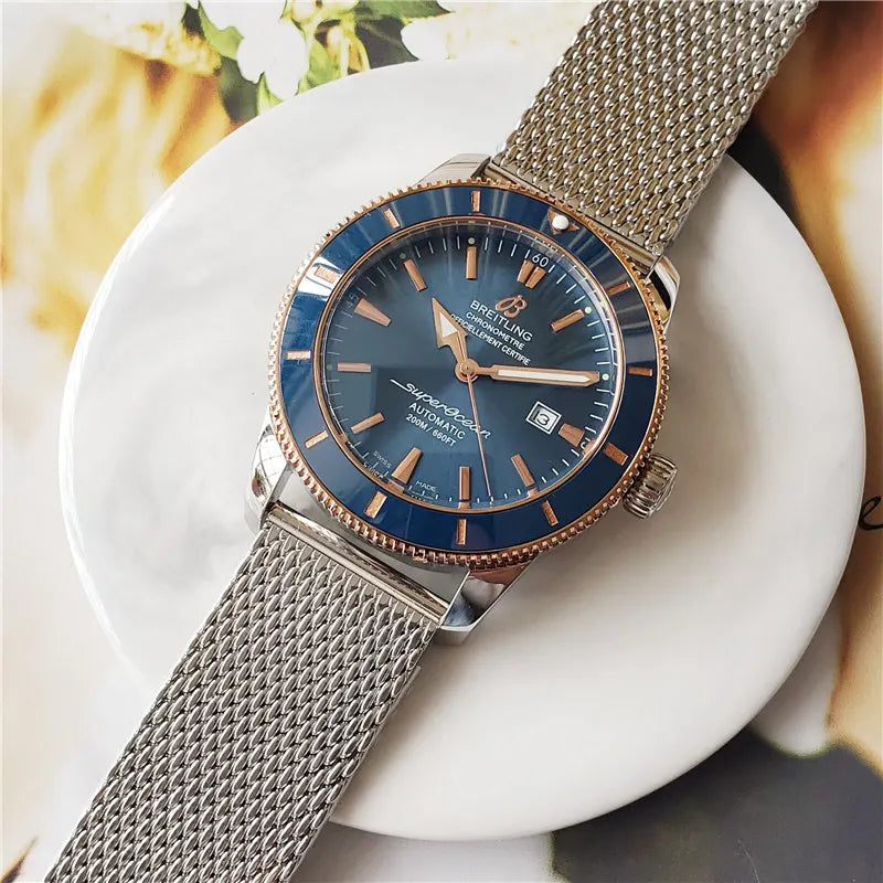 Breitling Blue Mesh Watch - Hình 3