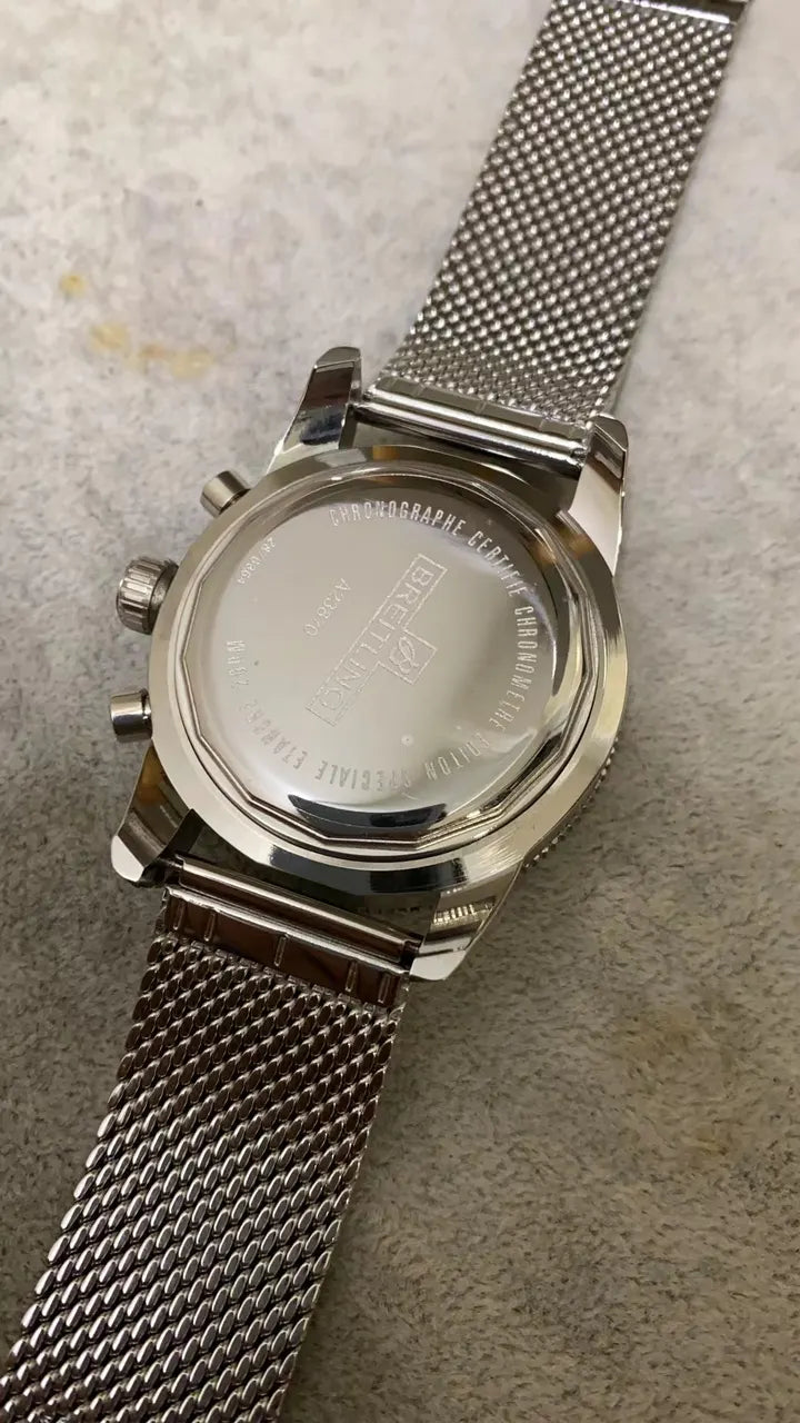 Breitling Black Dial Mesh Steel - Hình 4