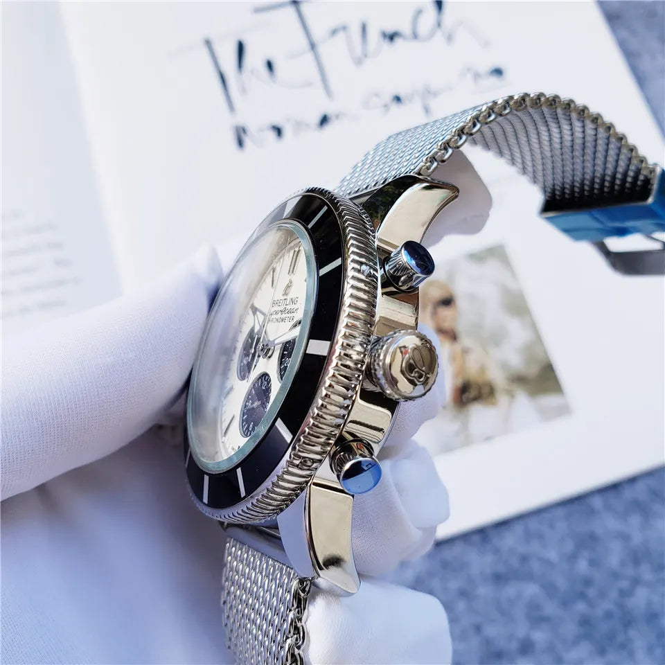 Breitling Blue Dial Steel Mesh - Hình 5