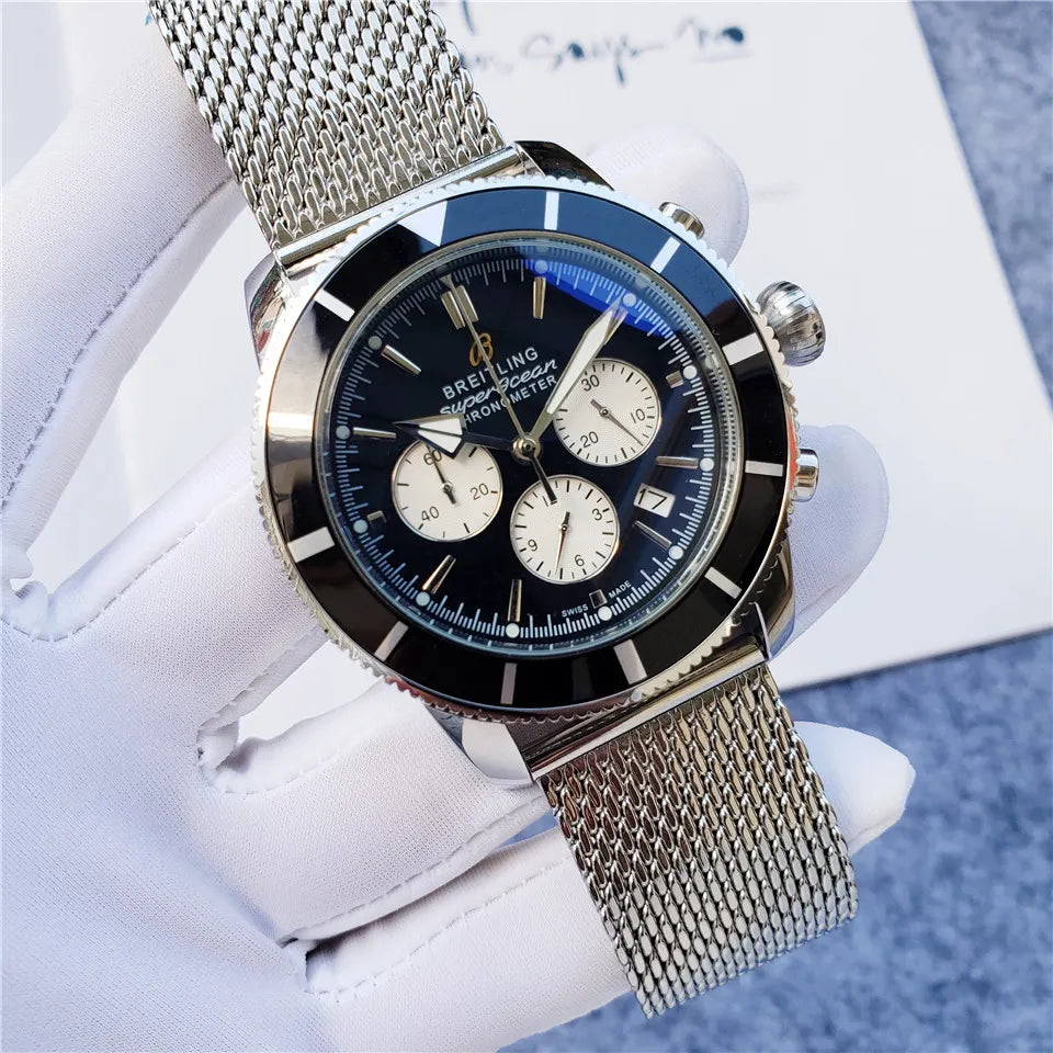 Breitling Blue Dial Steel Mesh - Hình 8