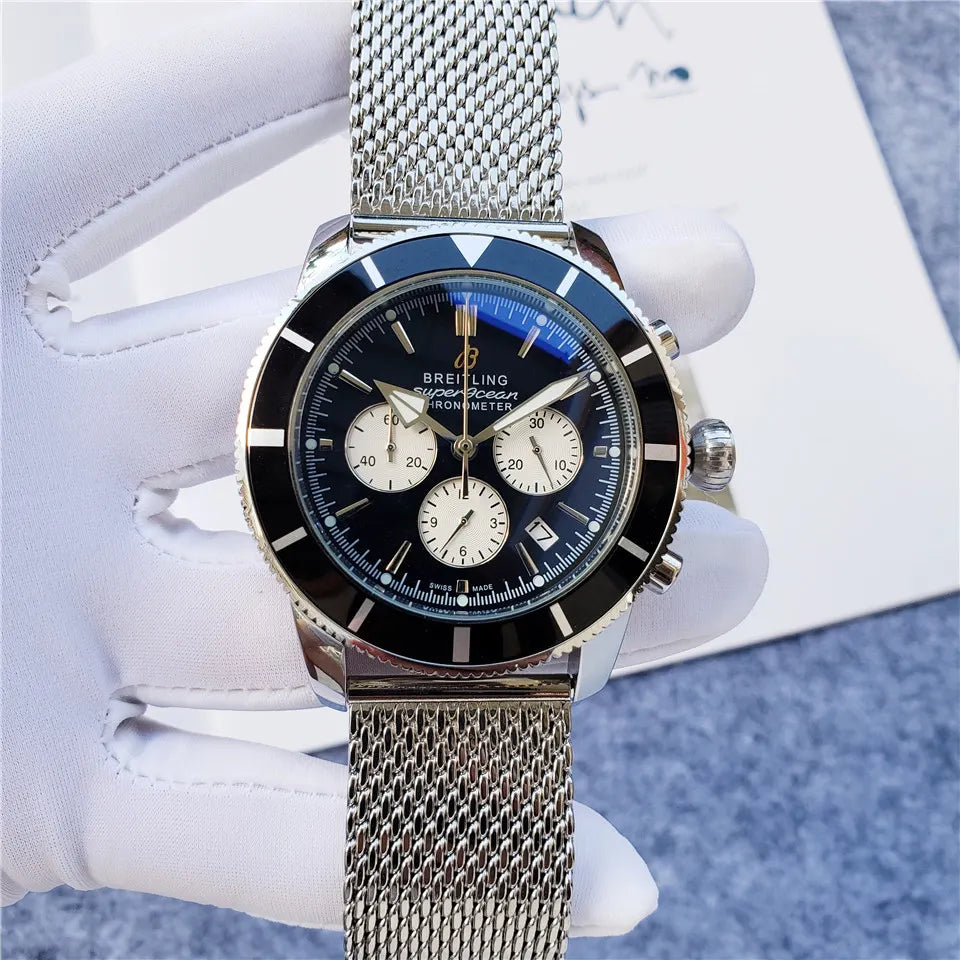 Breitling Blue Dial Steel Mesh - Hình 7