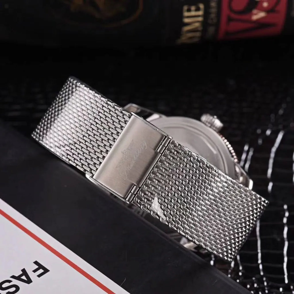 Breitling Superocean Black Dial Steel Mesh - Hình 3