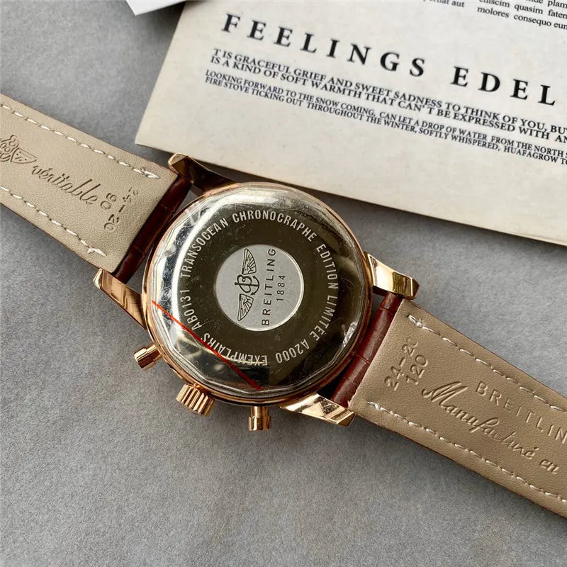 Breitling Gold Brown Leather - Hình 7