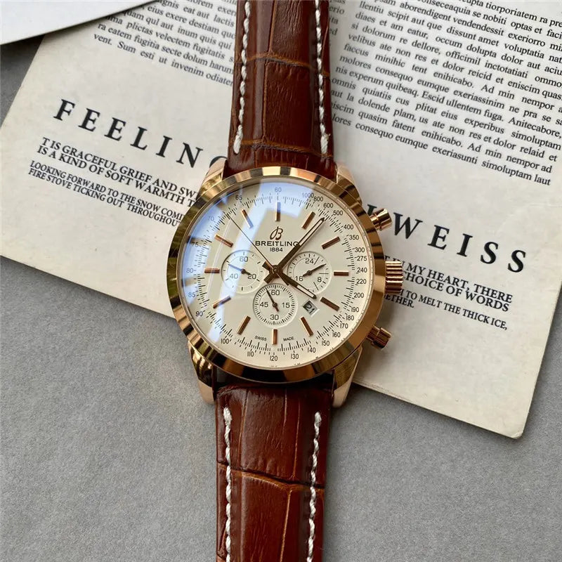 Breitling Gold Brown Leather