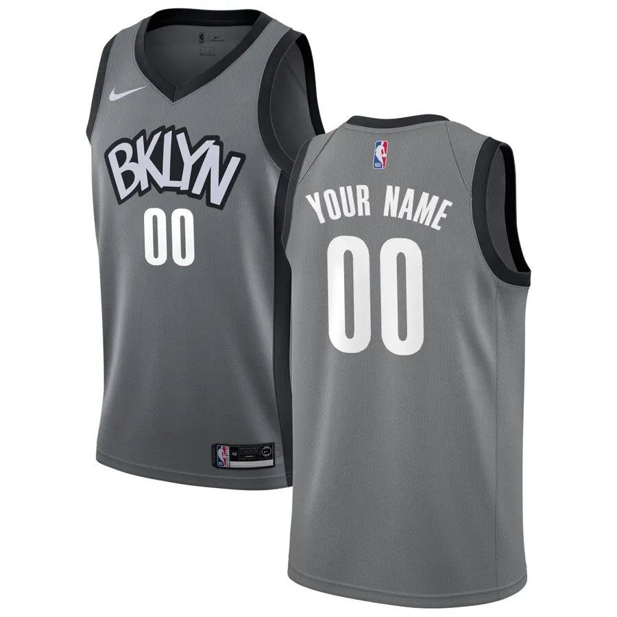 Nike Nets Gray Custom Jersey