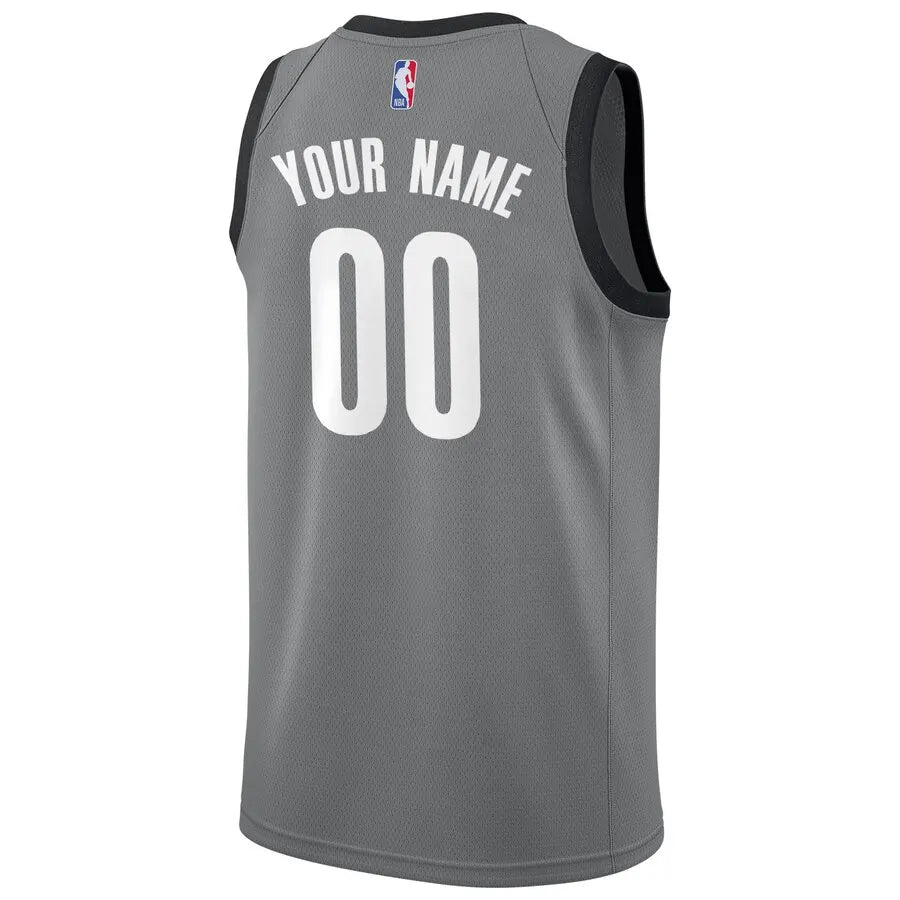 Nike Nets Gray Custom Jersey - Hình 3
