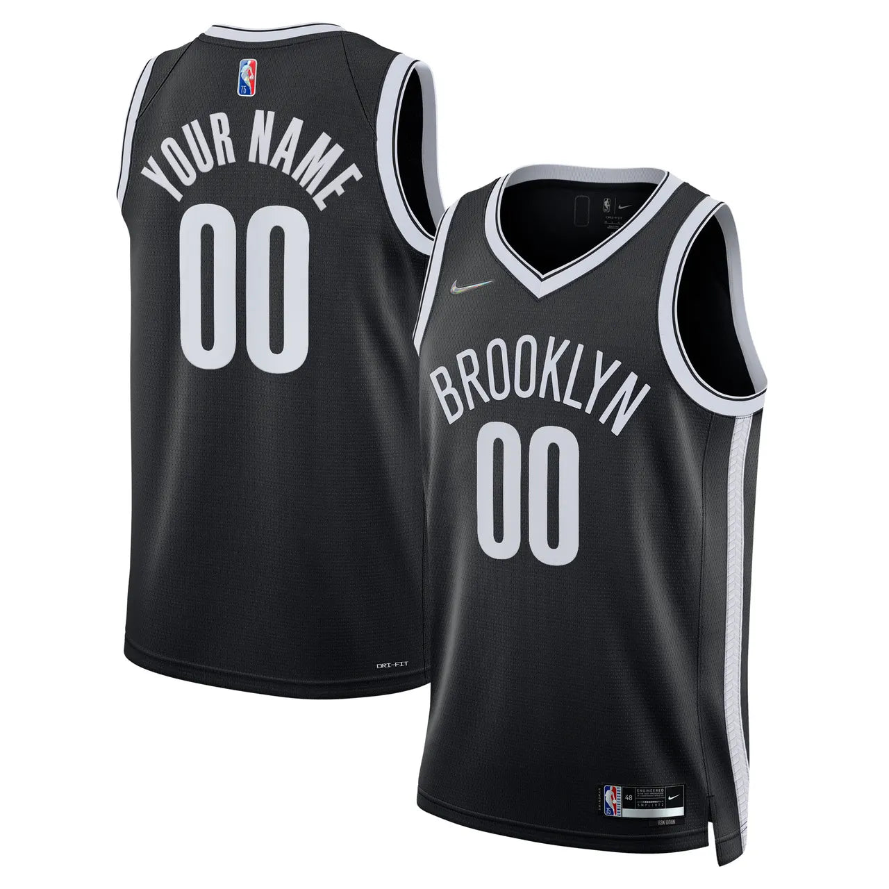 personalized Nike Nets Black Custom Jersey - Hình 2