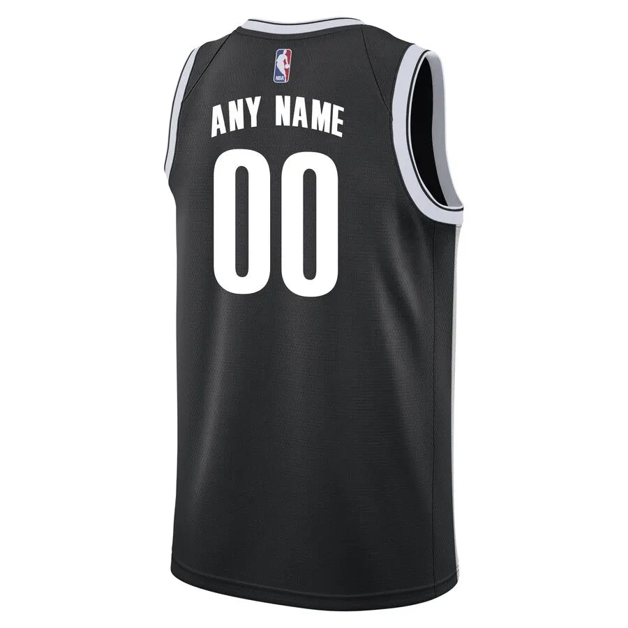 Nets Custom Black Jersey nike - Hình 3