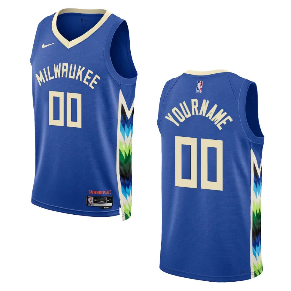 Bucks Blue Custom Jersey nike