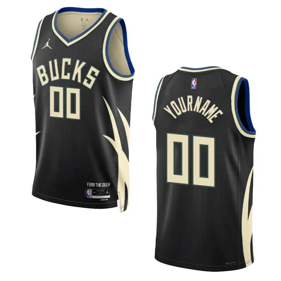 Jordan Bucks Black Custom Jersey