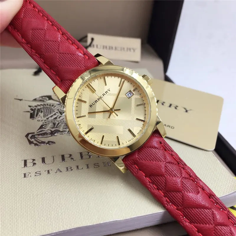 Burberry Gold Red Ladies Watch