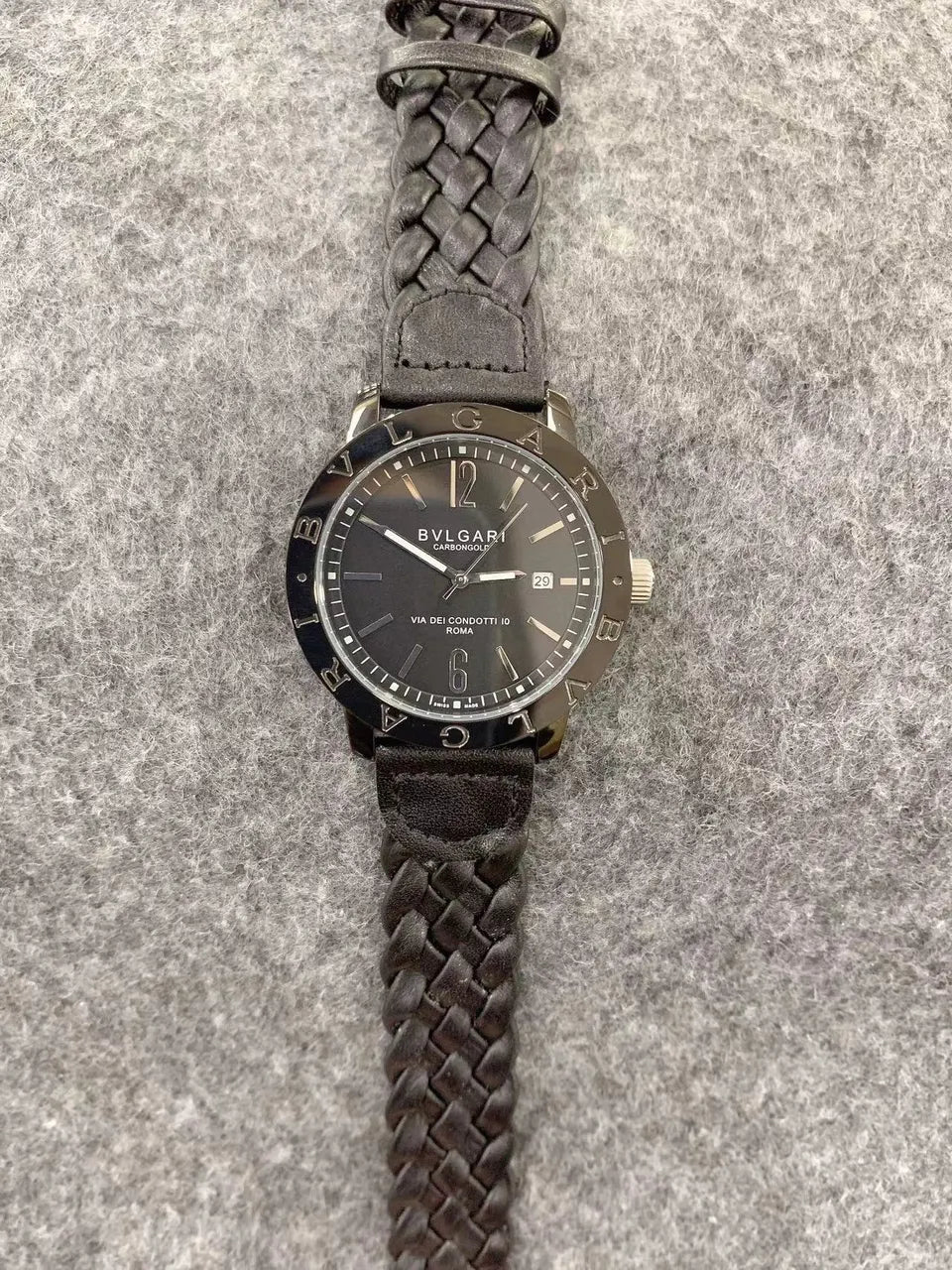Bvlgari CarbonGold Braided Leather