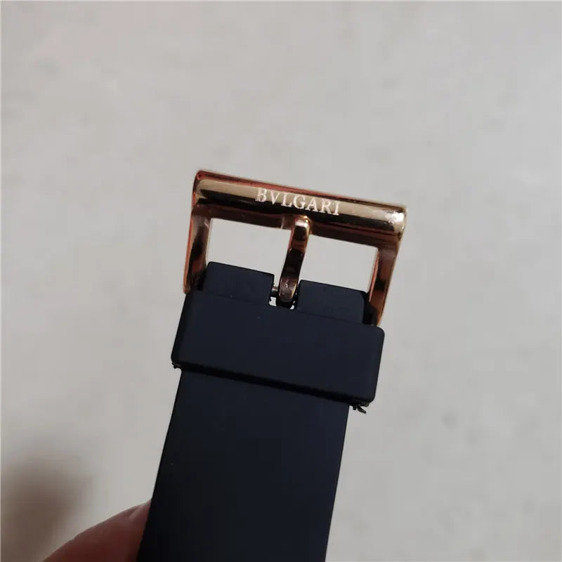 Bulgari Black Rubber Rose Gold Watch - Hình 3