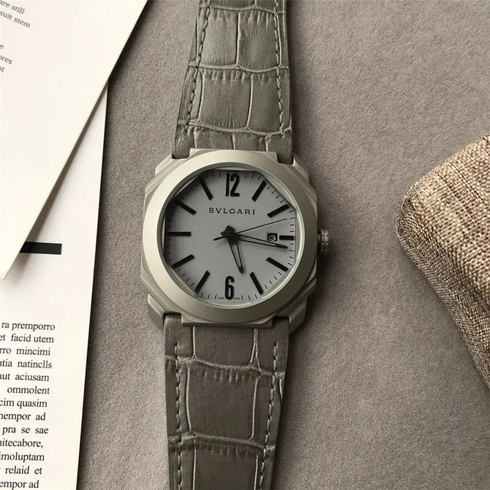 Bulgari Octo Gray Leather - Hình 3