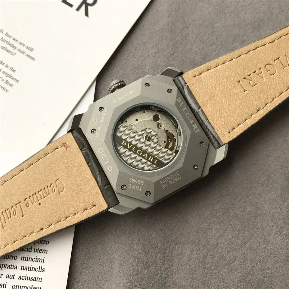 Bulgari Octo Gray Leather - Hình 8