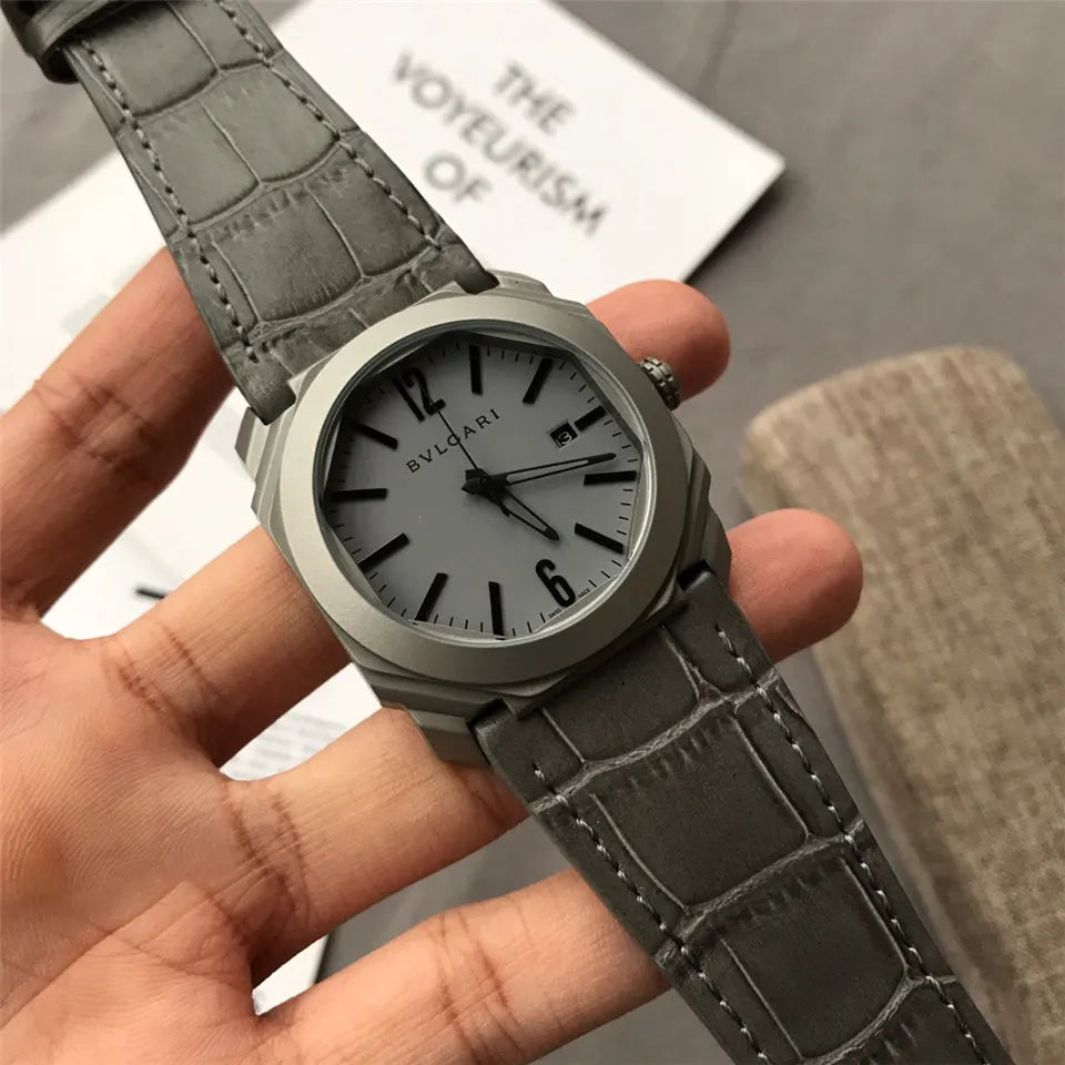Bulgari Octo Gray Leather - Hình 5