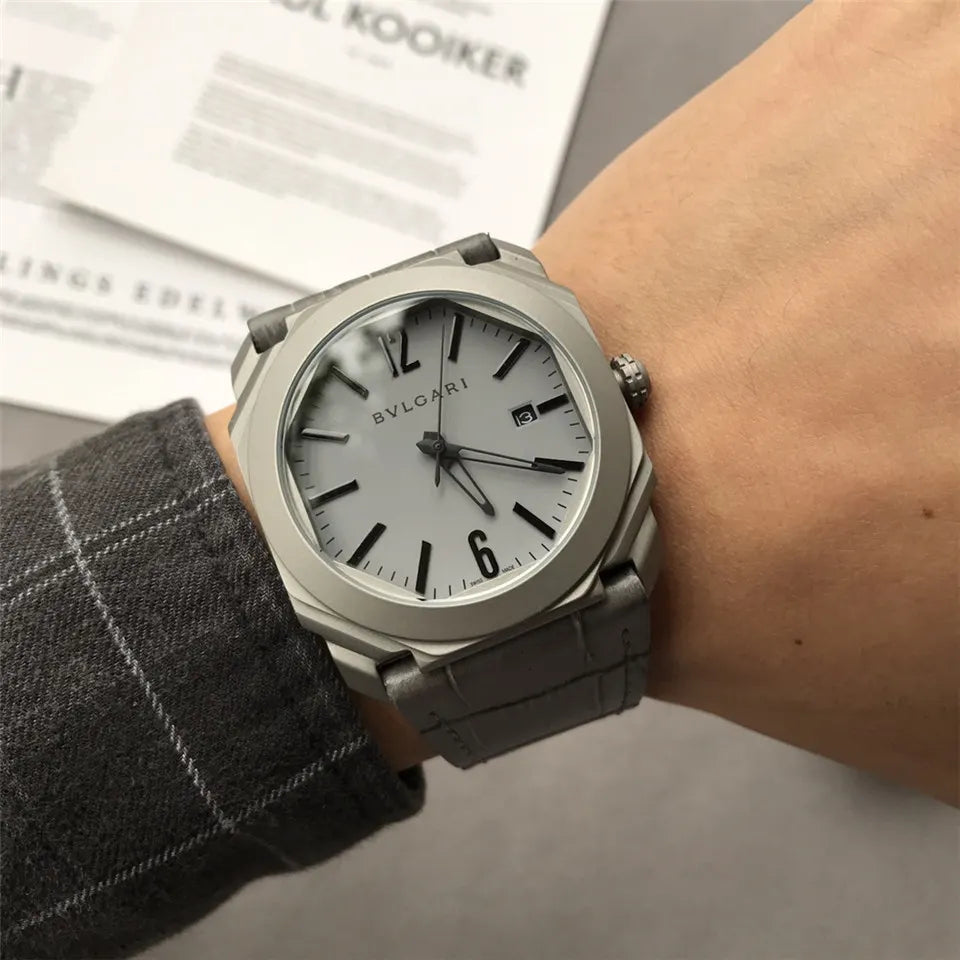 Bulgari Octo Gray Leather - Hình 2