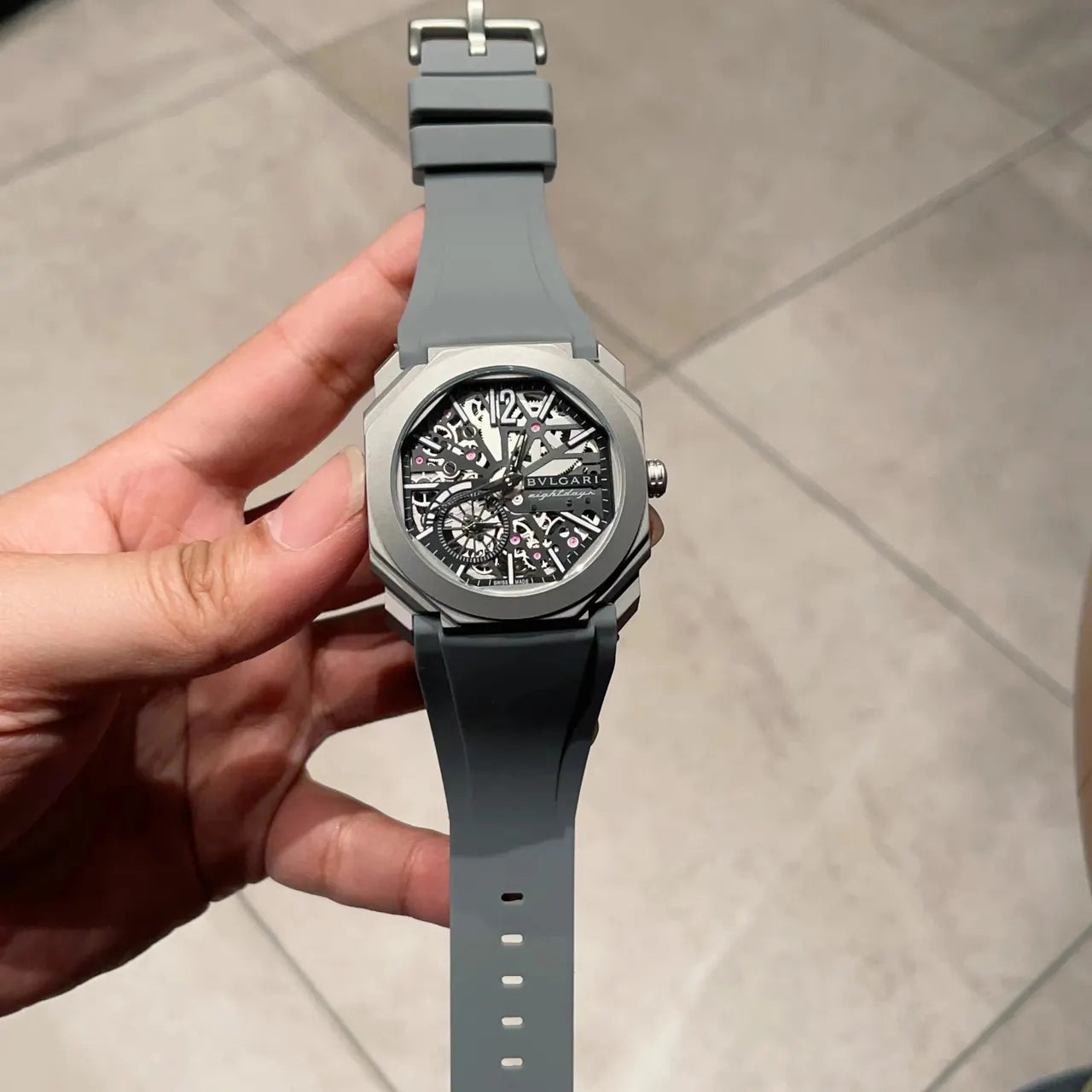 Bulgari Grey Rubber Watch