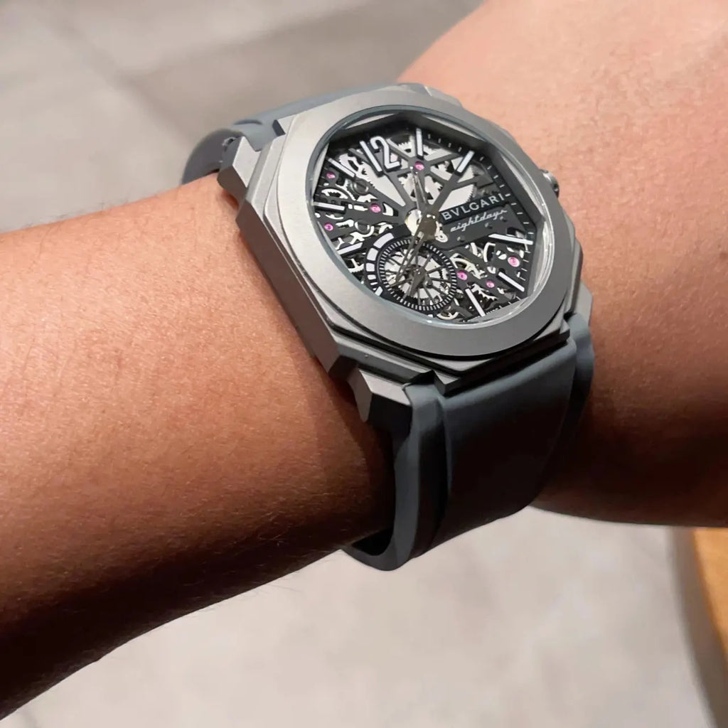 Bulgari Grey Rubber Watch - Hình 7