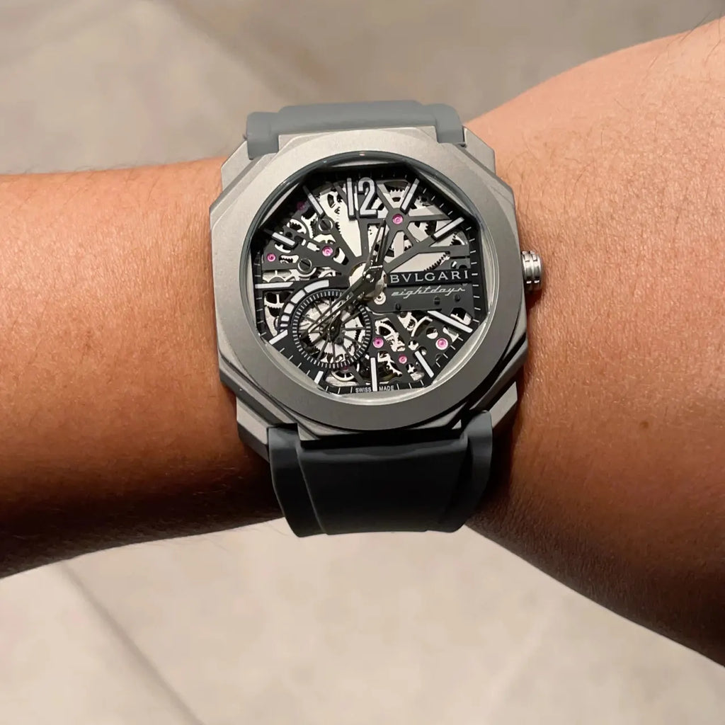 Bulgari Grey Rubber Watch - Hình 2