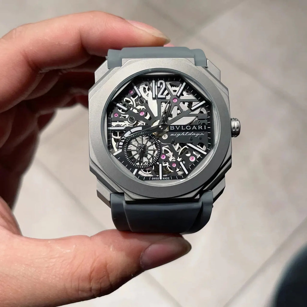Bulgari Grey Rubber Watch - Hình 3