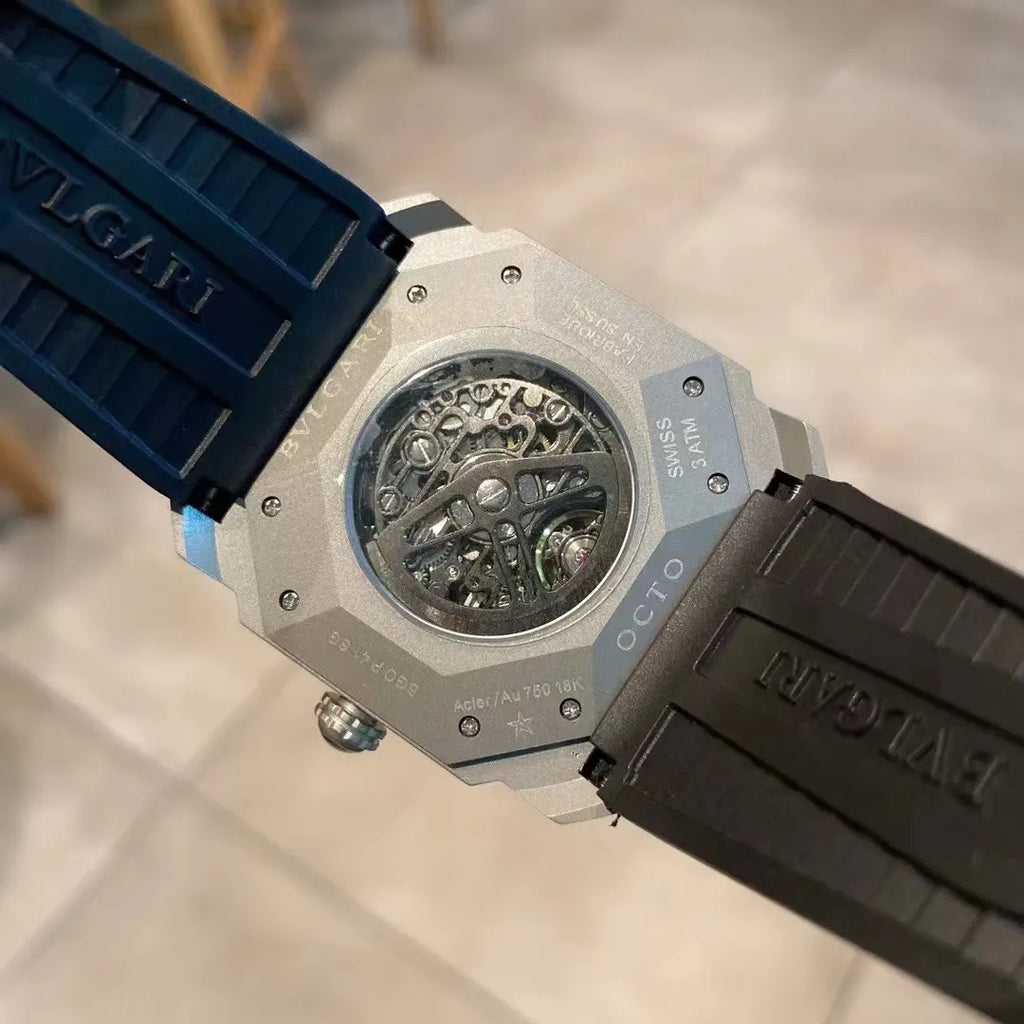 Bulgari Grey Rubber Watch - Hình 6