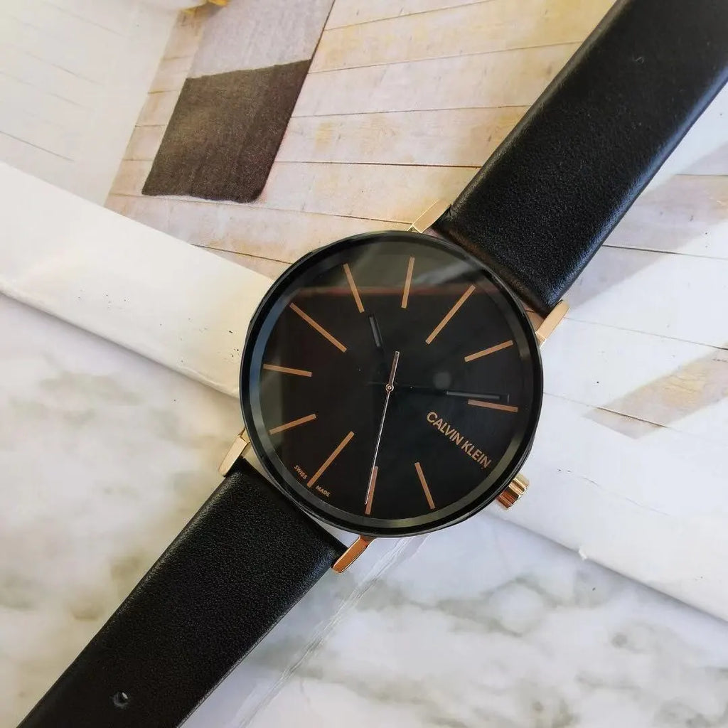 Calvin Klein Rose Gold Leather Watch - Hình 4