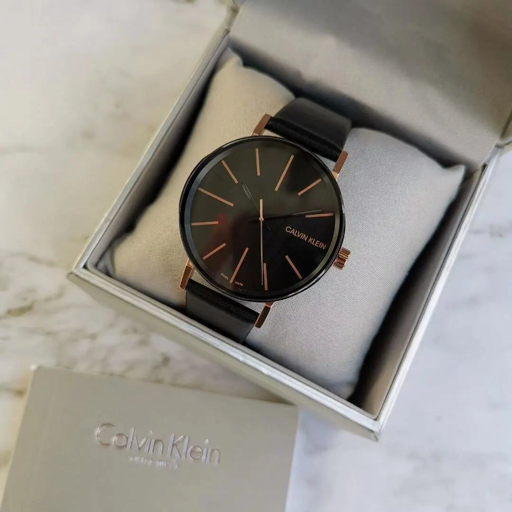 Calvin Klein Rose Gold Leather Watch - Hình 5