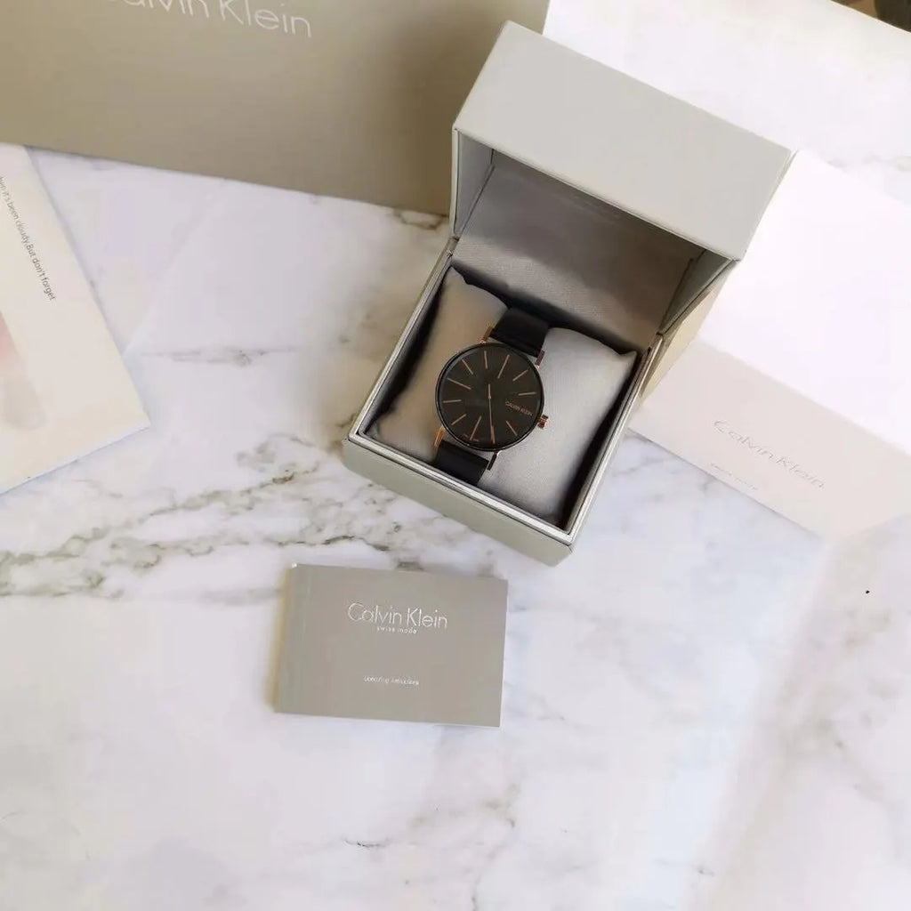Calvin Klein Rose Gold Leather Watch - Hình 3