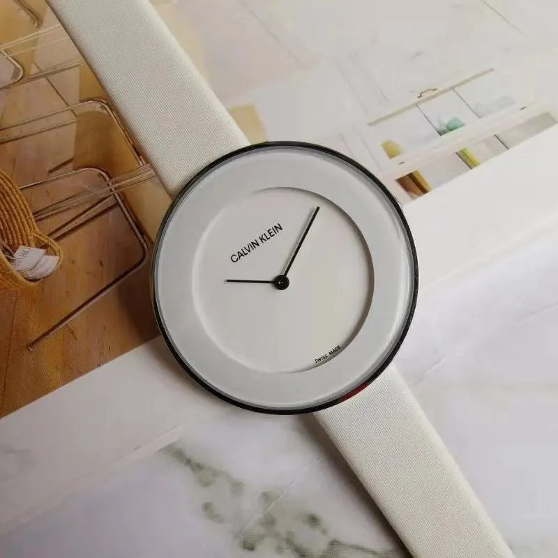 Calvin Klein White Leather Watch - Hình 5