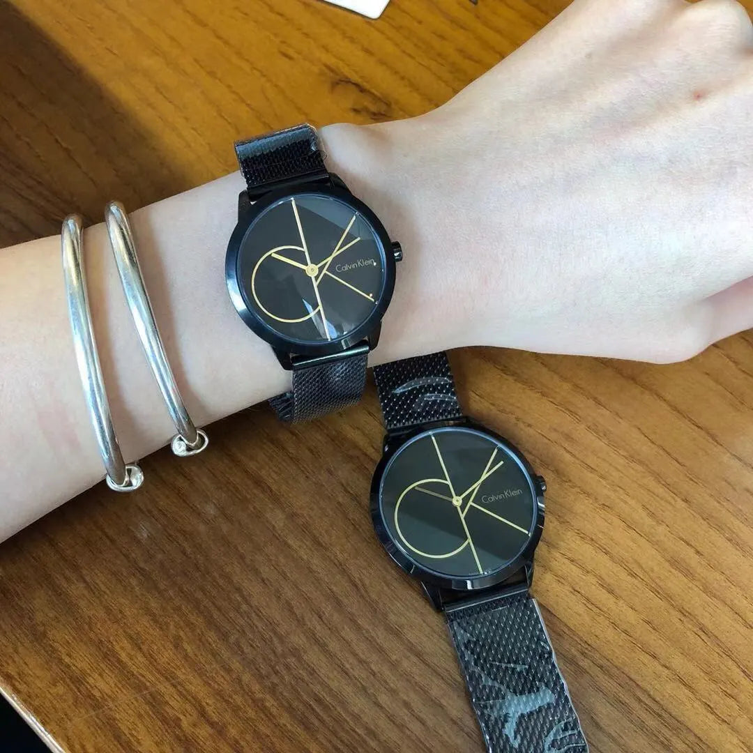 CK Black Dial Mesh Watch - Hình 3