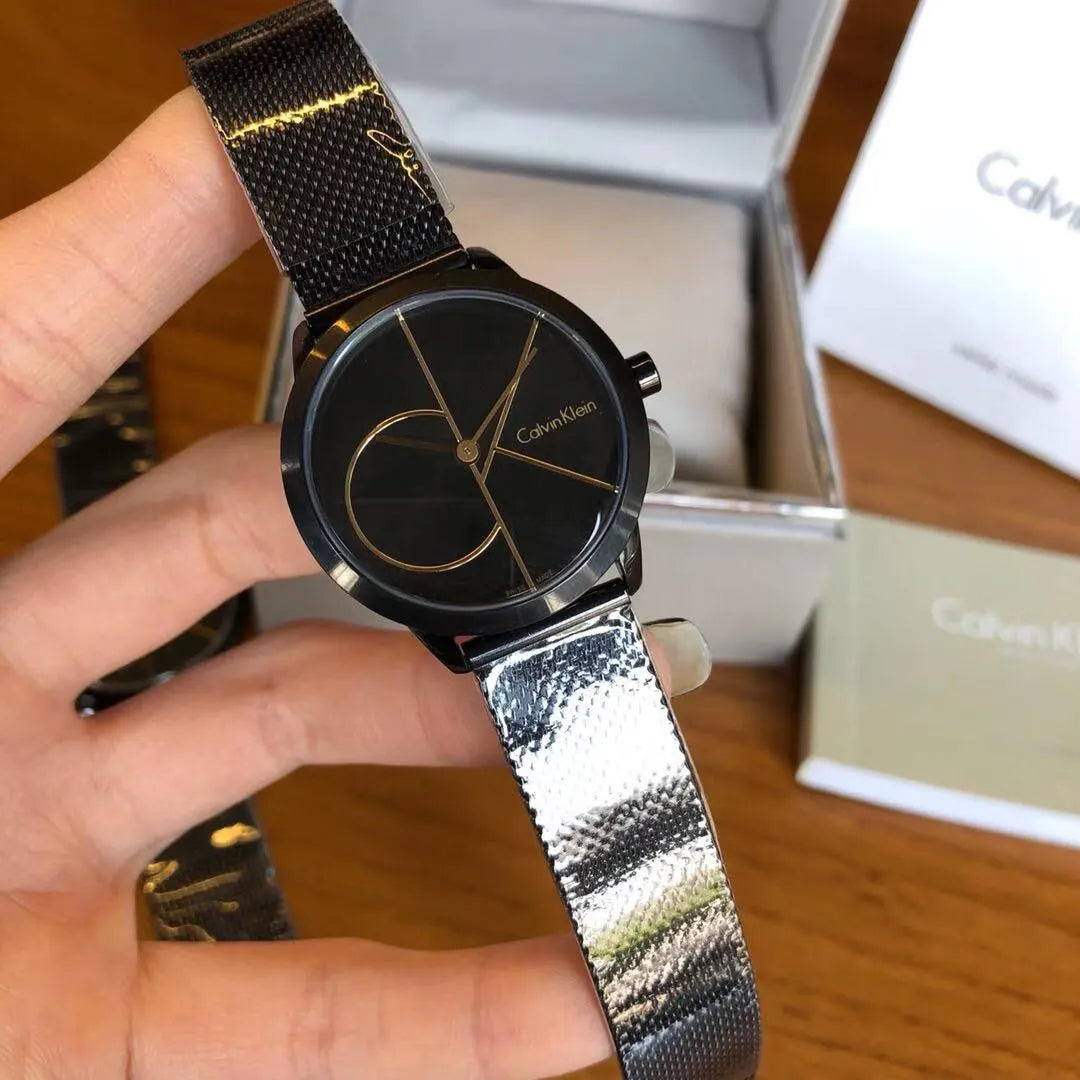 CK Black Dial Mesh Watch - Hình 5