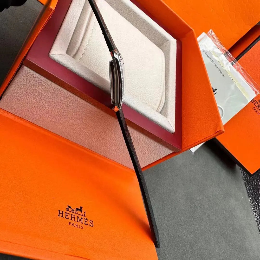 Hermès Nantucket Black Leather Women's Watch - Hình 6