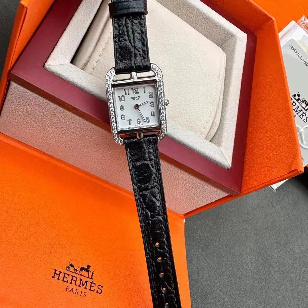 Hermès Nantucket Black Leather Women's Watch - Hình 5