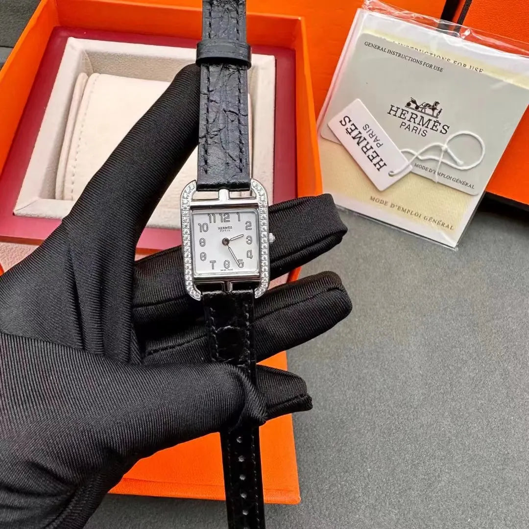 Hermès Nantucket Black Leather Women's Watch - Hình 4