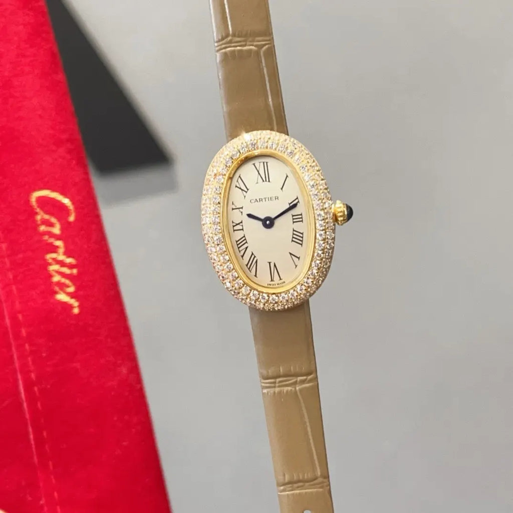 Cartier Diamond Bezel Taupe Watch - Hình 2