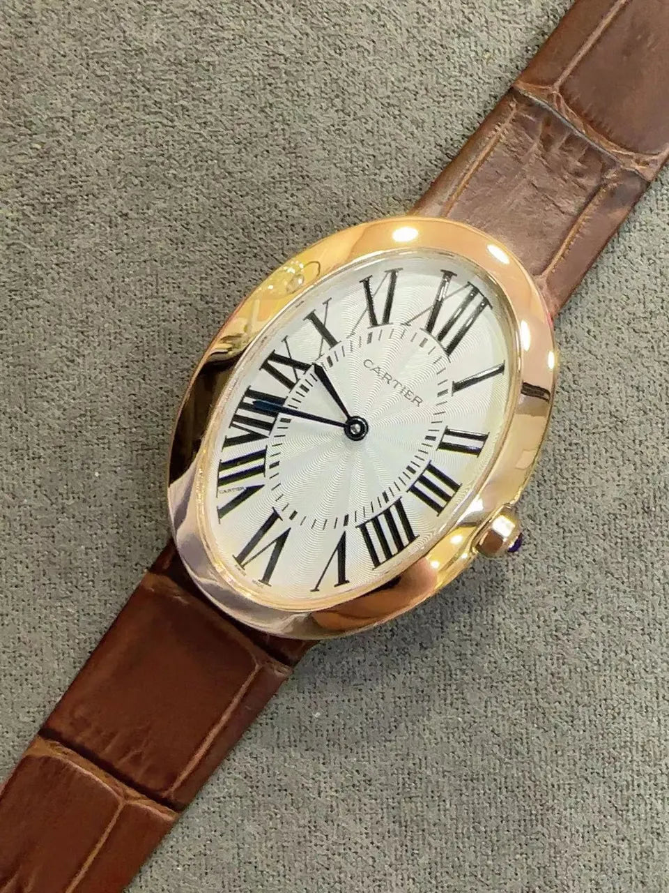 Cartier Gold Brown Leather Watch
