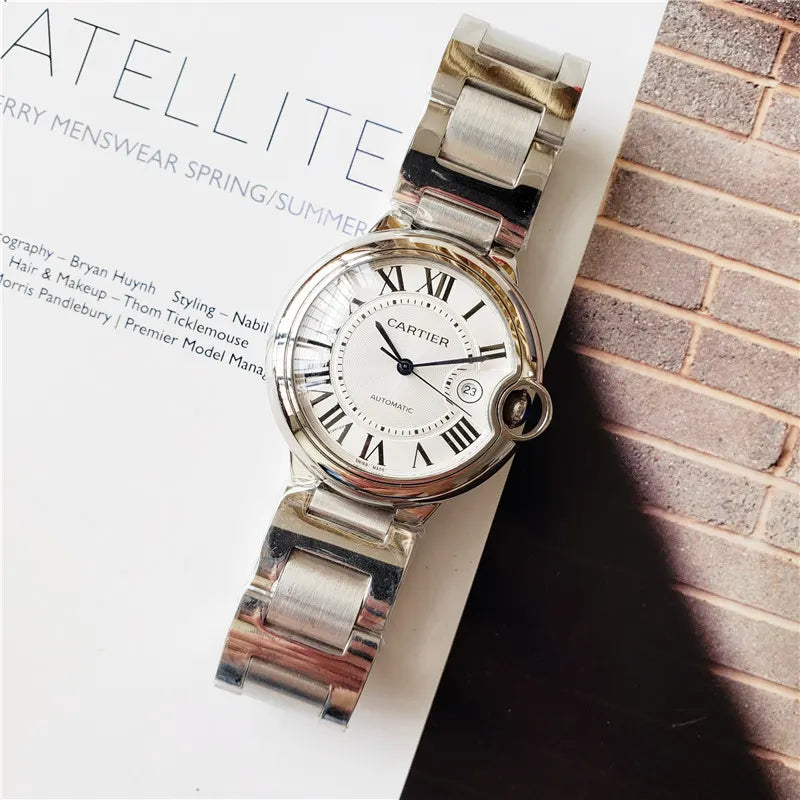 Cartier Ballon Bleu Silver Roman Dial Stainless Steel - Hình 2