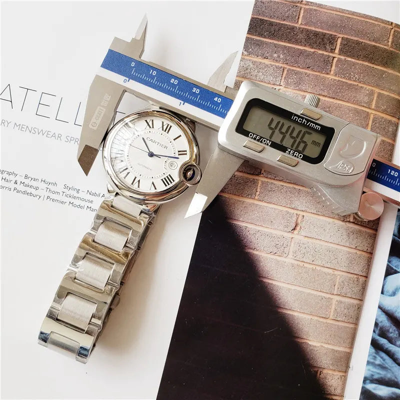 Cartier Ballon Bleu Silver Roman Dial Stainless Steel - Hình 4