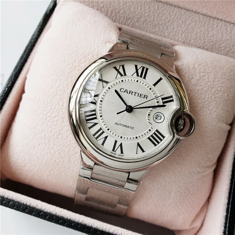 Cartier Ballon Bleu Silver Roman Dial Stainless Steel - Hình 3
