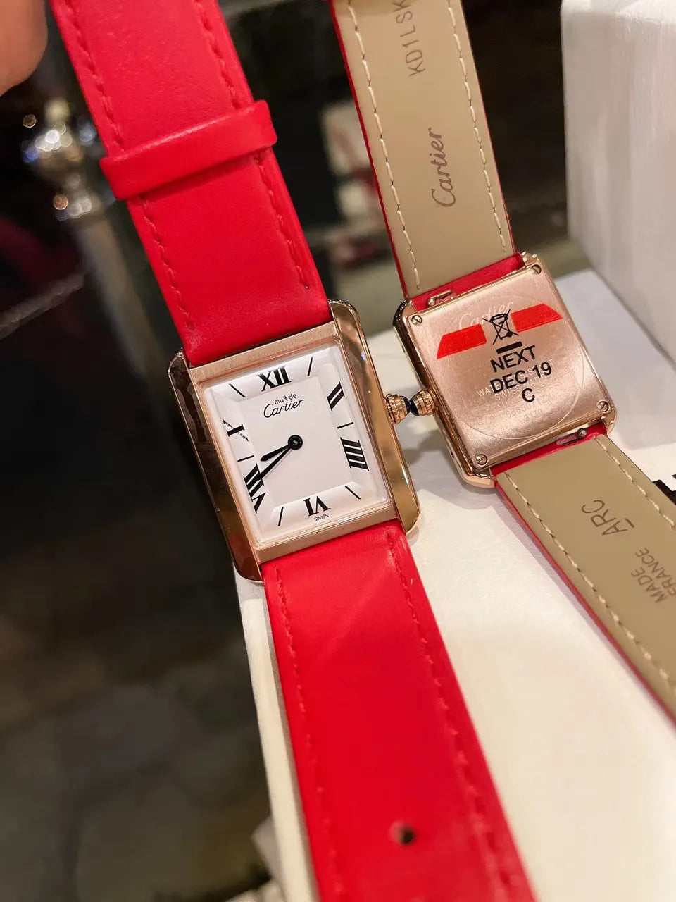 Cartier Tank Vermeil Red Leather - Hình 2