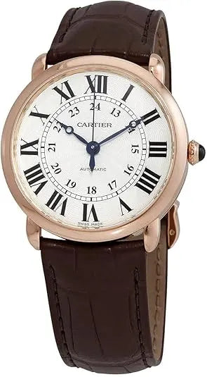 Cartier Ronde Solo Rose Gold Brown Leather Watch
