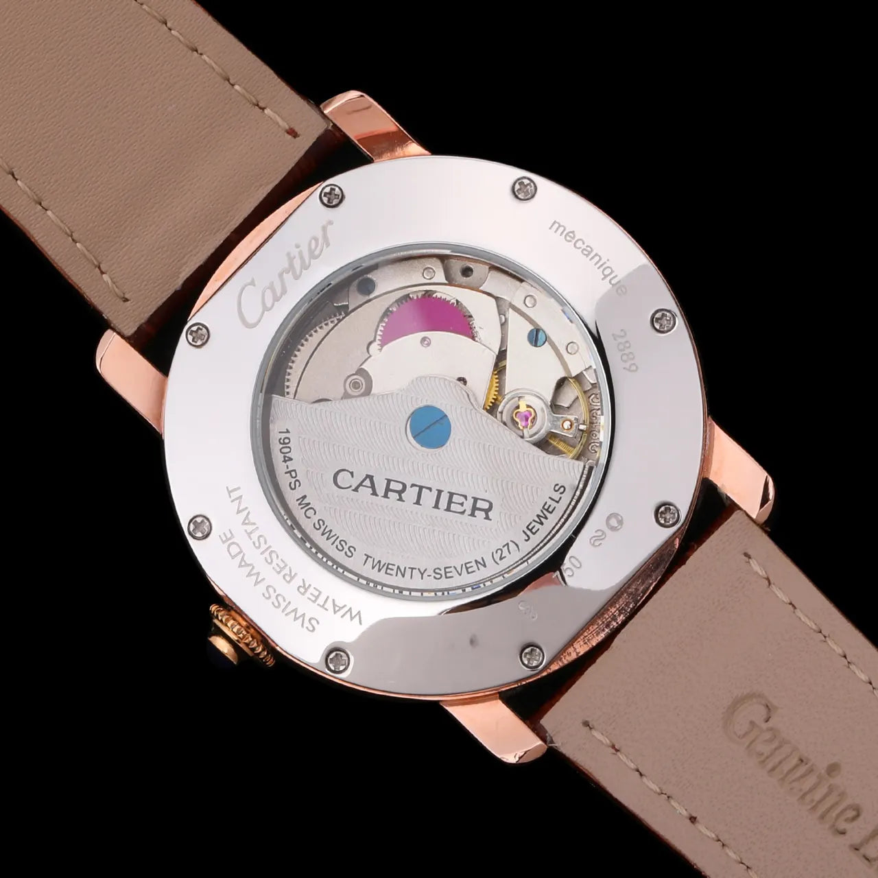 Cartier Ronde Solo Rose Gold Brown Leather Watch - Hình 3